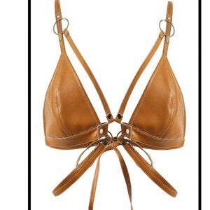 For Love and Lemons; skivvies; faux leather bra; polyurethane, polyester, spandx